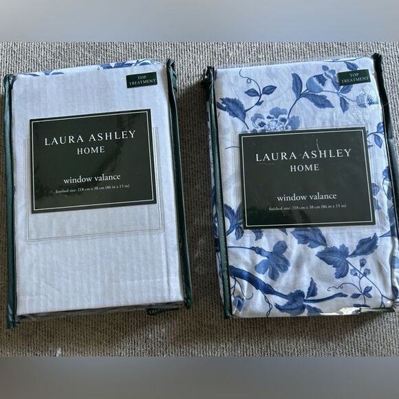 Laura Ashley set of 2 Home Top Valance Window Treatment Charlotte , 86" x 15" - Picture 4 of 4